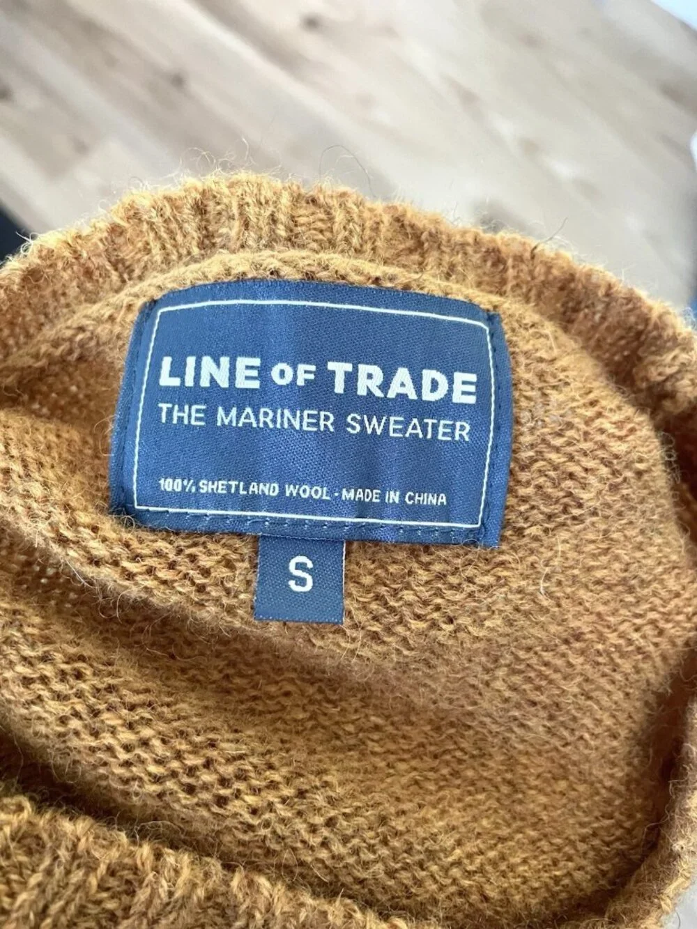 Line Of Trade 100% Shetland Wool Cable-Knit Pullover Sweater Golden Brown Small